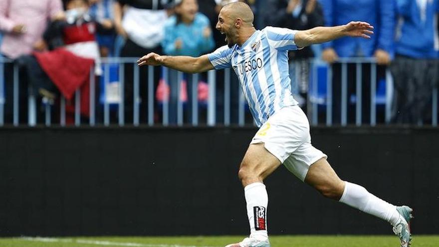 Nordin Amrabat celebra uno de los goles marcados recientemente con el Málaga.