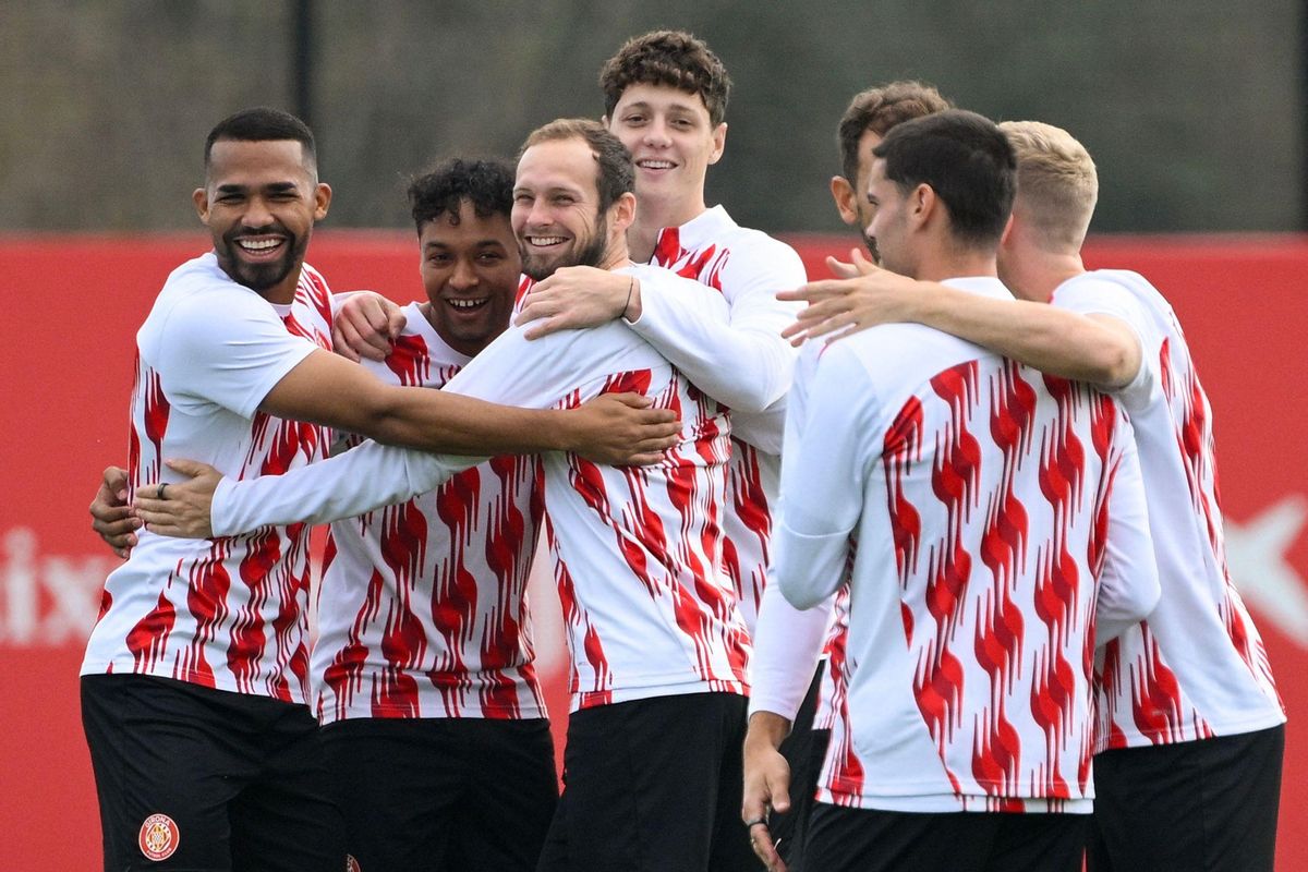 Los jugadores del Girona, en la víspera de su duelo frente al PSV. Los jugadores del Girona, en la víspera de su duelo frente al PSV.