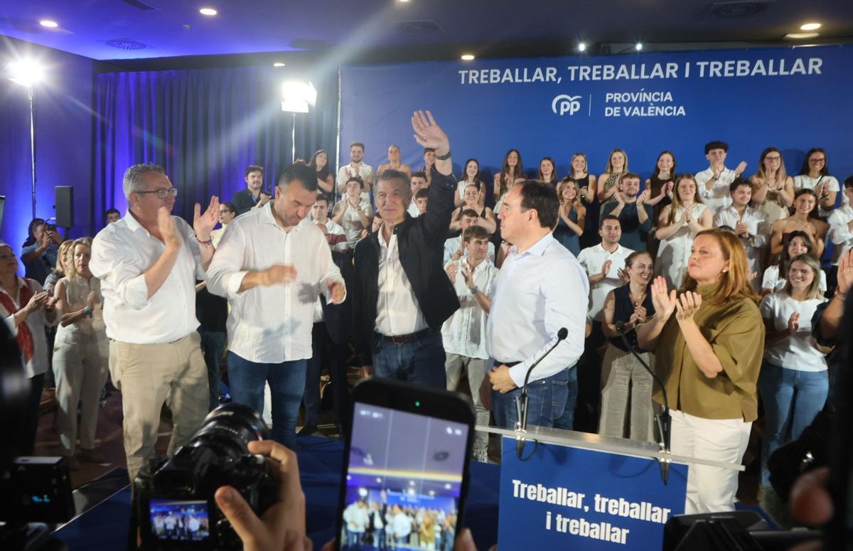 Feijóo, Llorca y Mompó en el almuerzo del PP en Sueca Feijóo, Llorca y Mompó en el almuerzo del PP en Sueca