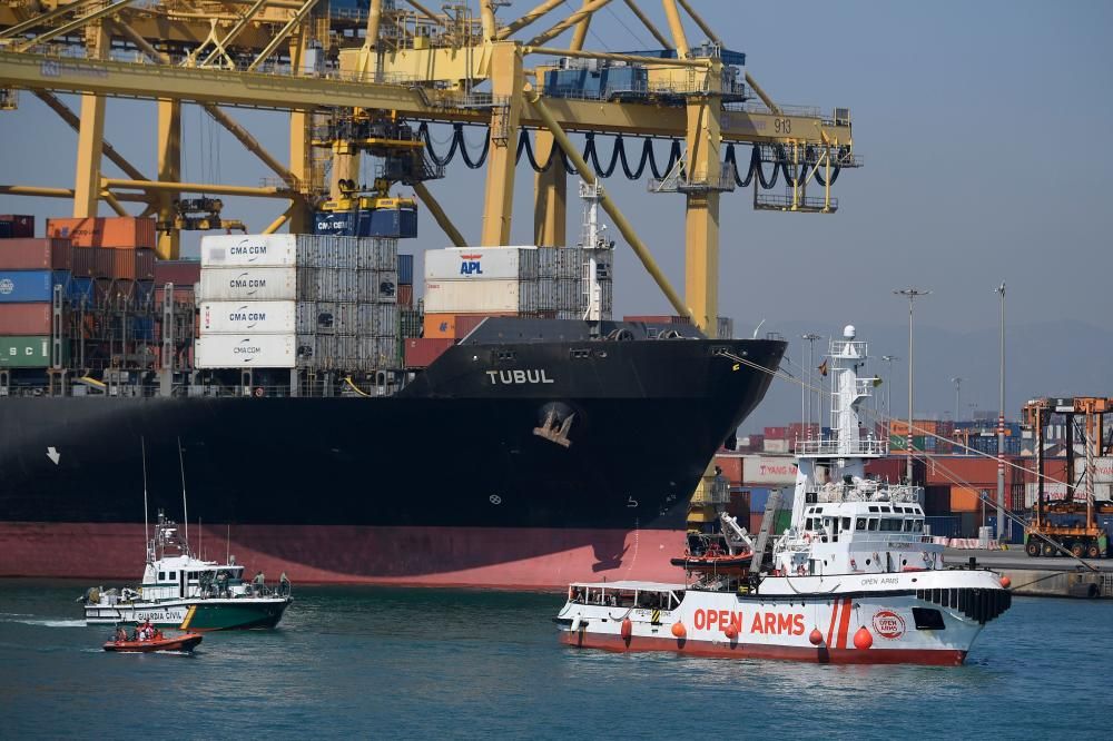 Llegada del barco Open Arms al puerto de Barcelona