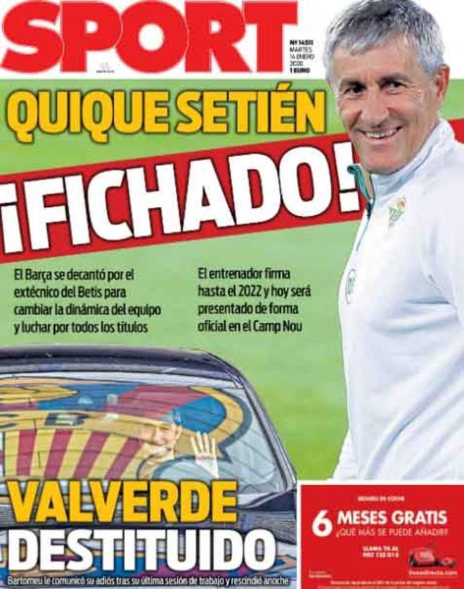 Las portadas del día en la prensa deportiva