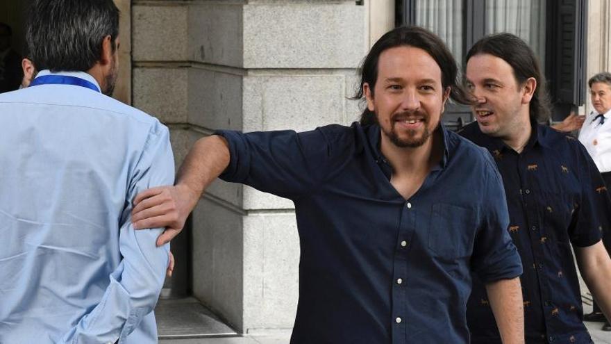 Pablo Iglesias a su llegada al Congreso de los Diputados.