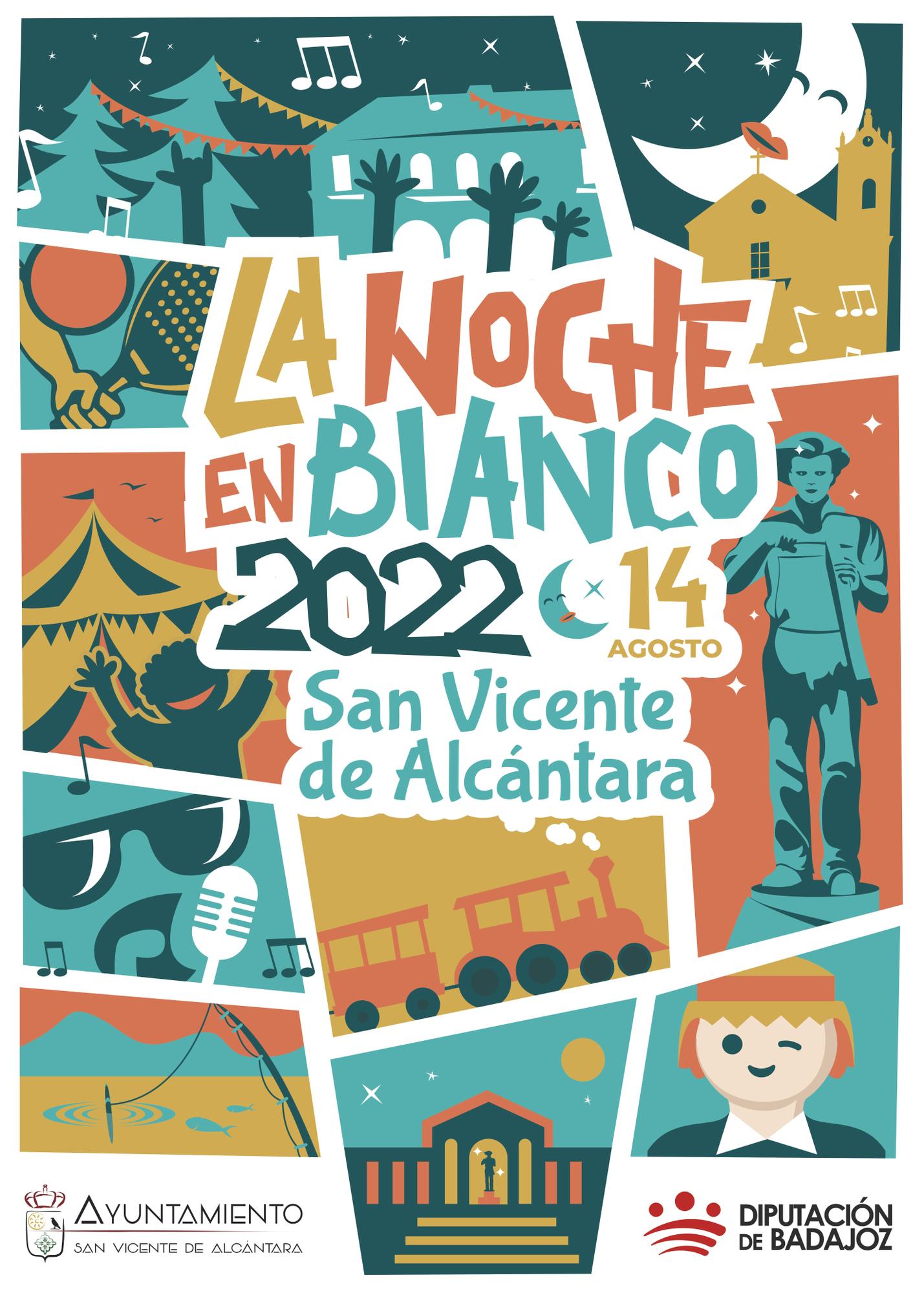 Cartel de La Noche en Blanco de 2022 en San Vicente de Alcántara.