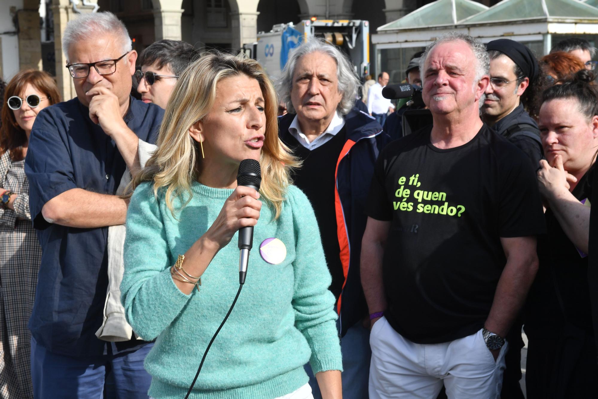Visita de Yolanda Díaz para apoyar Por Coruña, la formación que encabeza José Manuel Sande