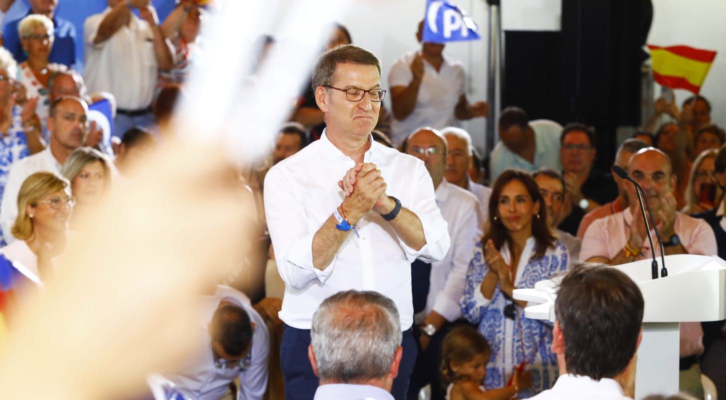 Alberto Núñez Feijóo celebra en Zaragoza un mitin a 7 días del 23J