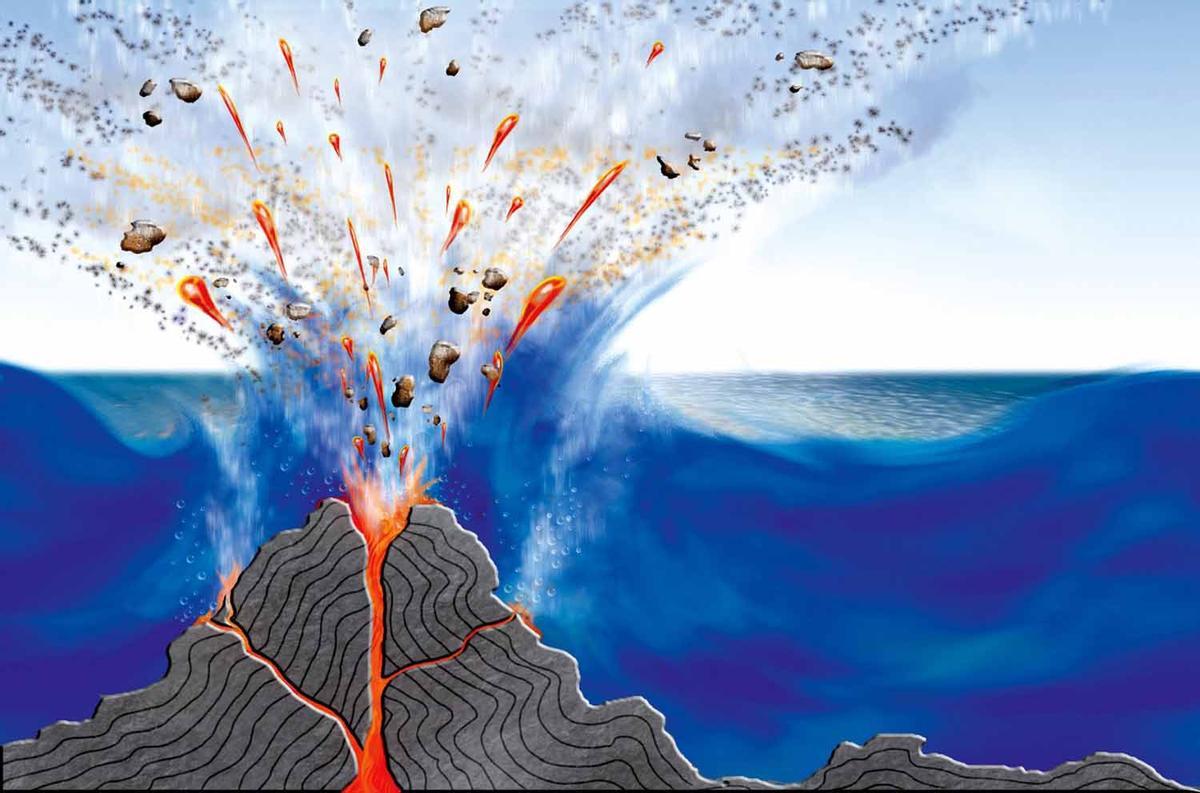 Hipotética erupción del volcán