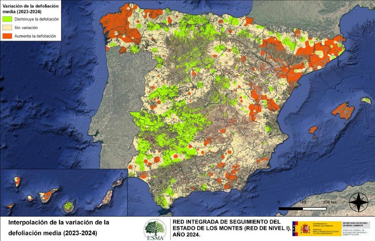 Variación de la defoliación media