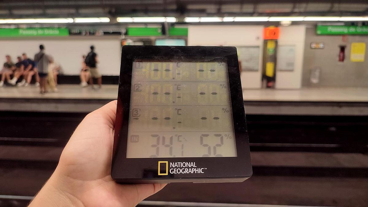 Temperatura en el andén de la L3 de la estación de passeig de Gràcia