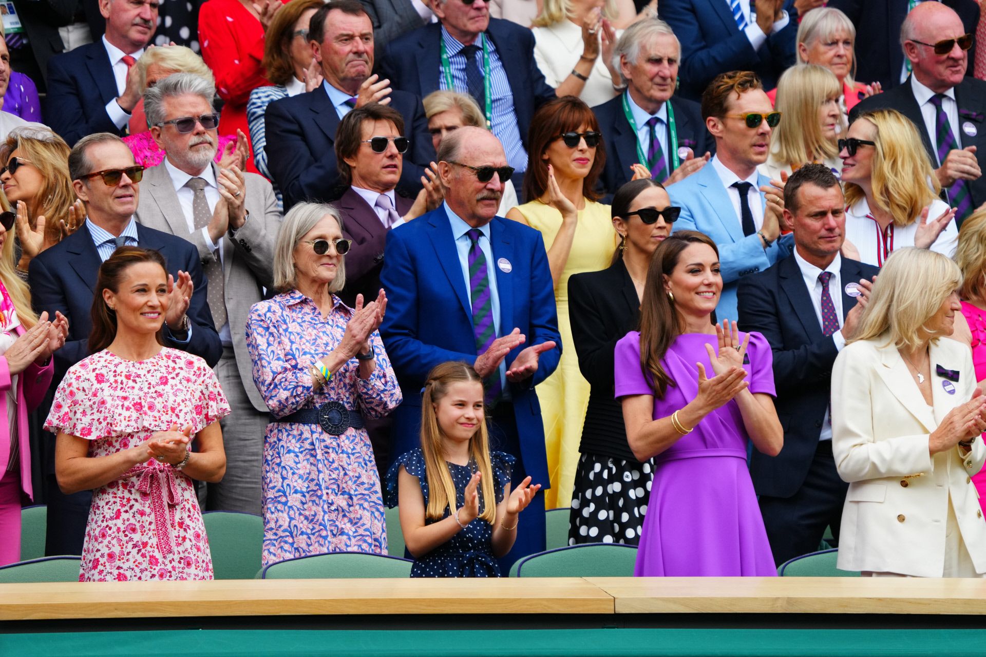 Pippa Middleton, la princesa Charlotte y Kate Middleton en la final del campeonato de Wimbledon