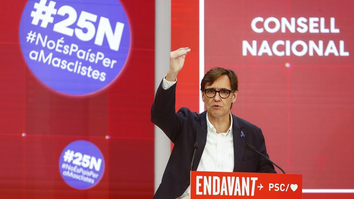 El líder del PSC, Salvador Illa, en un acto del partido