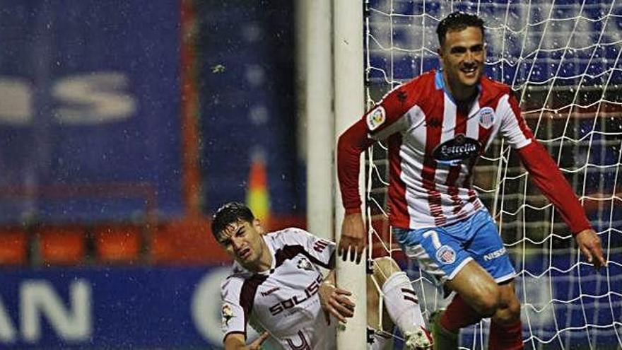 Cristian Herrera, tras marcar el gol del triunfo del Lugo.