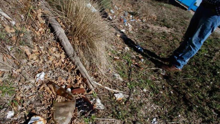 Desperdicios dejados en la cuneta de la carretera en las inmediaciones del embalse de Almendra.