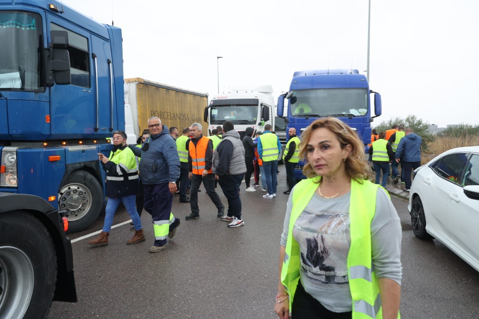 Protesta de camioneros en Castellón