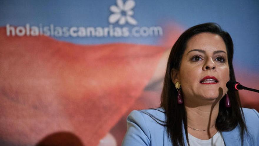 La consejera de Turismo del Gobierno canario, Yaiza Castilla, ayer en una comparecencia en Tenerife.