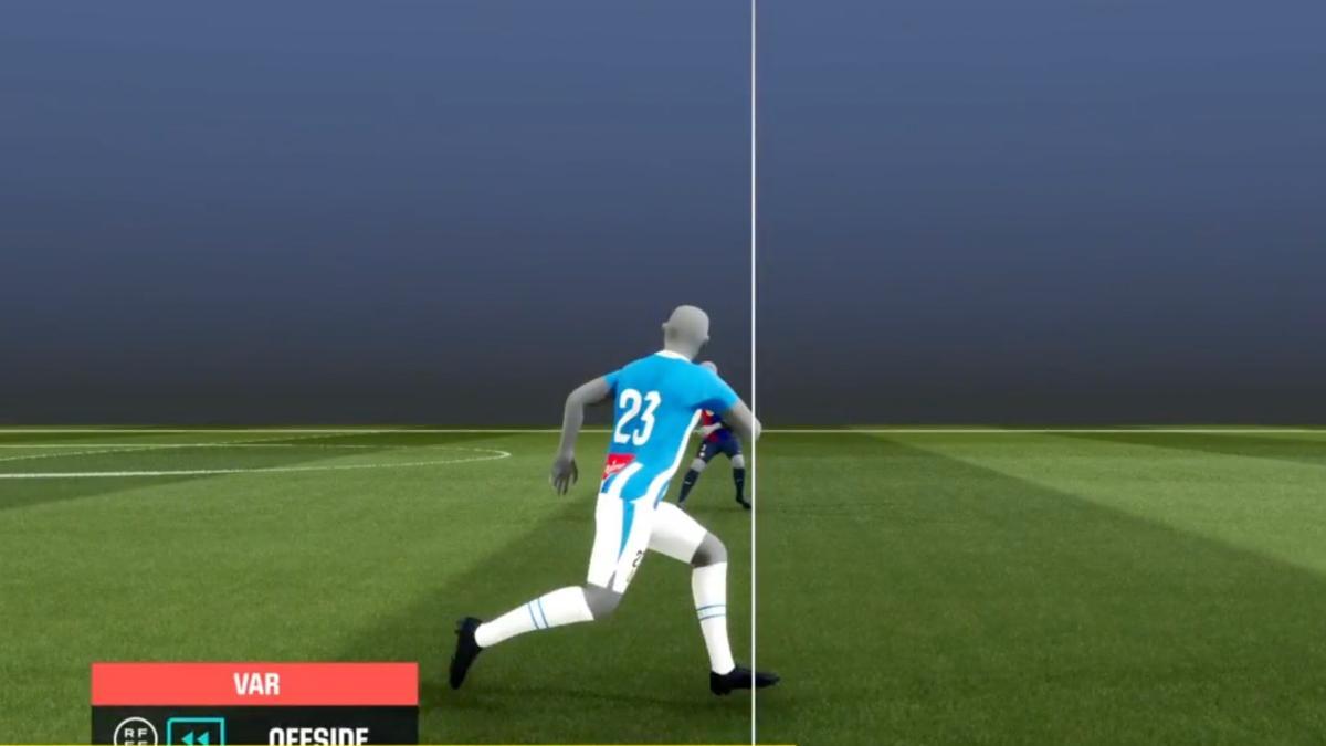 La imagen televisiva en que se demuestra que Omar está en fuera de juego en la jugada del gol anulado a Jofre, que habría sido el 2-1 en el derbi de Montjuïc.