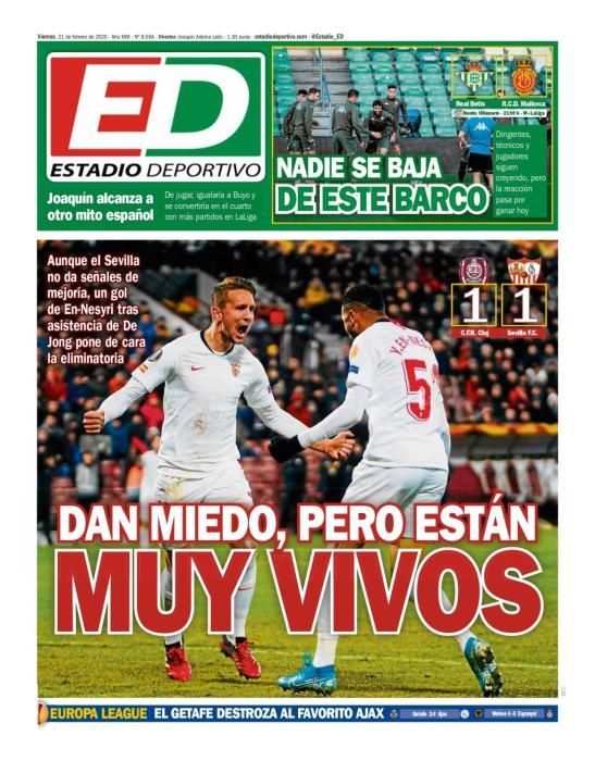 Portada ESTADIO DEPORTIVO viernes 21 febrero 2020