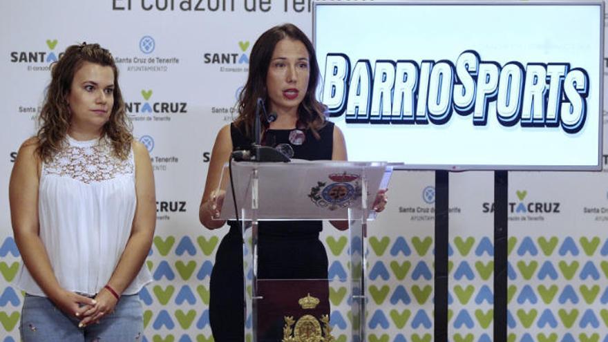 Rueda de prensa de la alcaldesa Patricia Hernández y la concejal de deportes para presentar la iniciativa Barriosports.