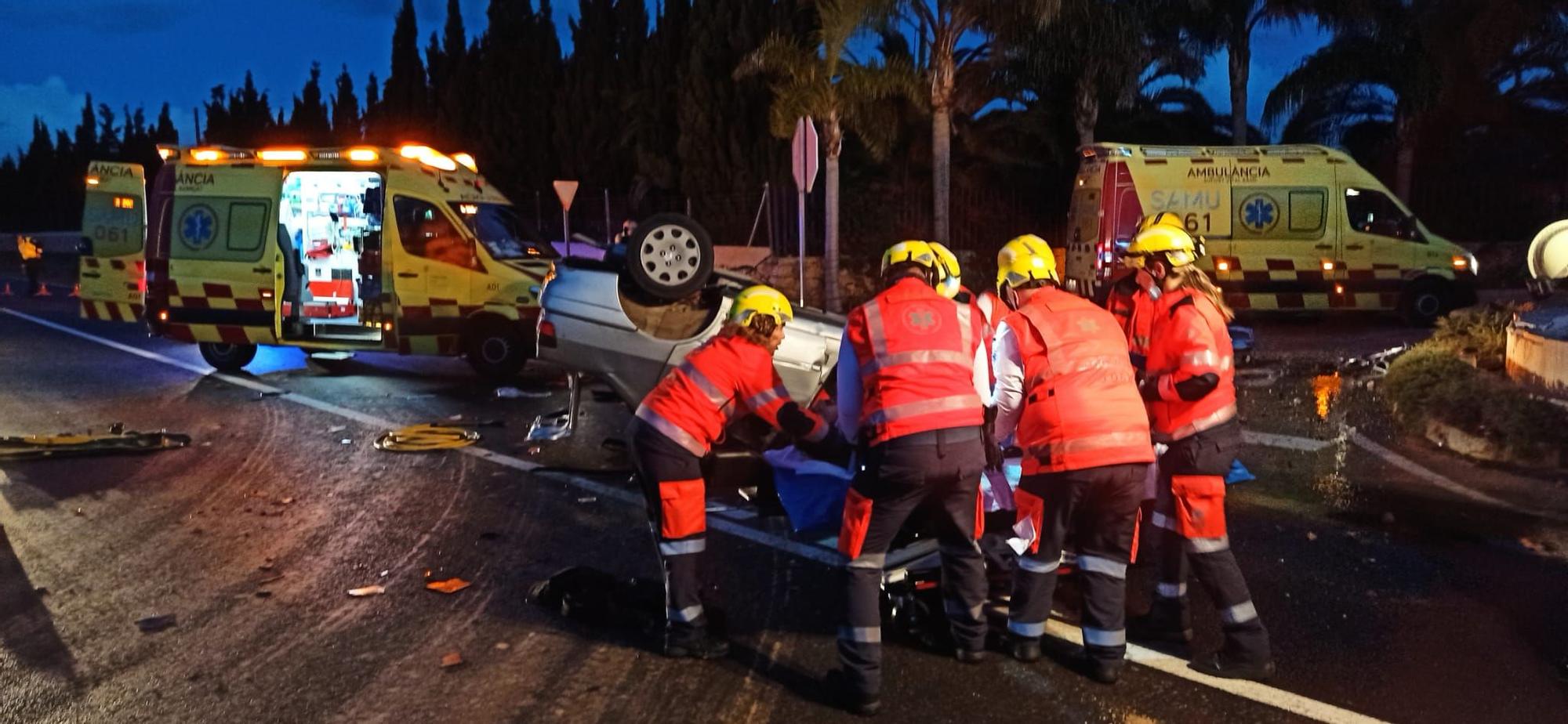 Un joven herido en un accidente de tráfico en la carretera de Sineu