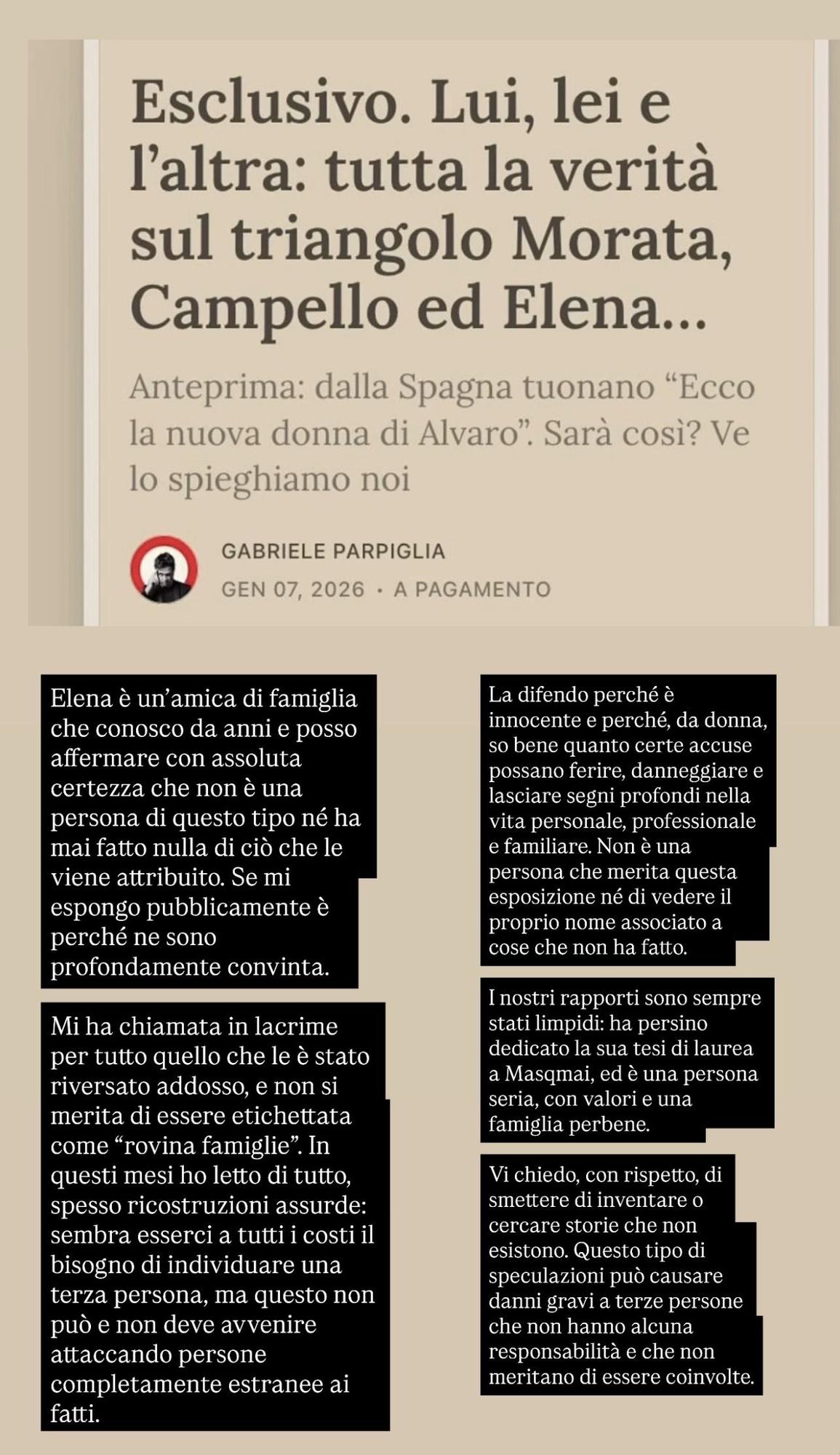 El nuevo comunicado de Alice Campello en medio de la crisis con Morata