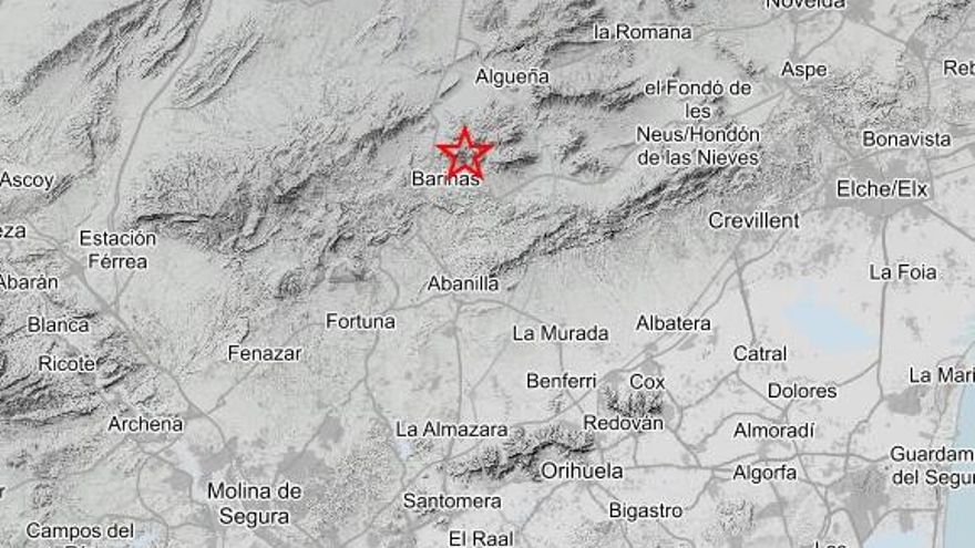 Abanilla tiembla este jueves tras un terremoto de 1,5 grados