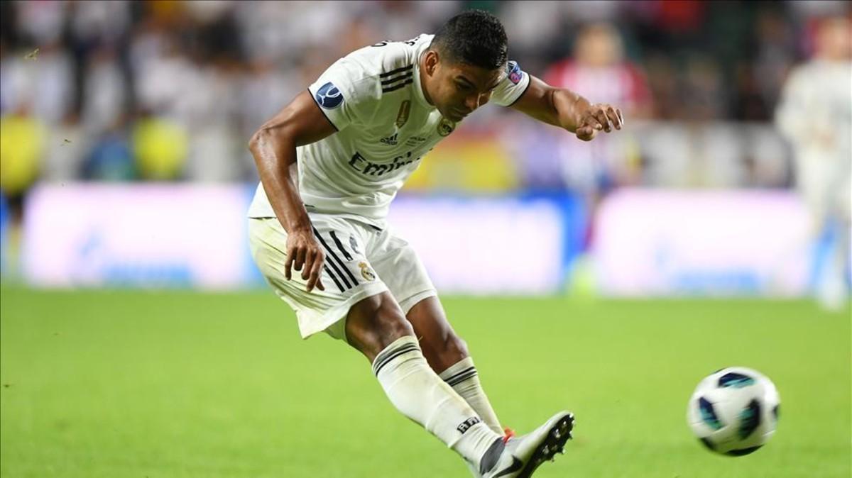 Casemiro durante la Supercopa de Europa frente al Atlético Madrid