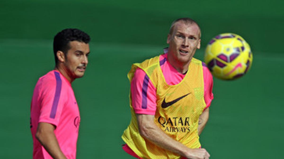 Mathieu en el entrenamiento del FCBarcelona