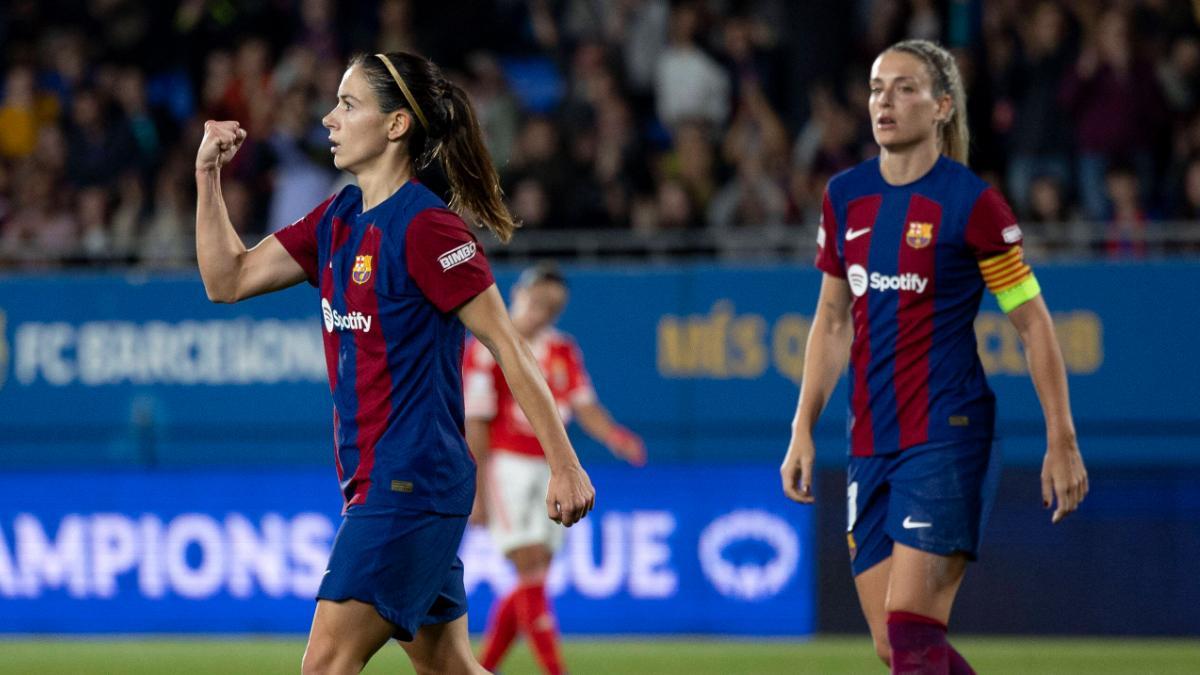 Aitana y Alexia, durante un partido con el Barça