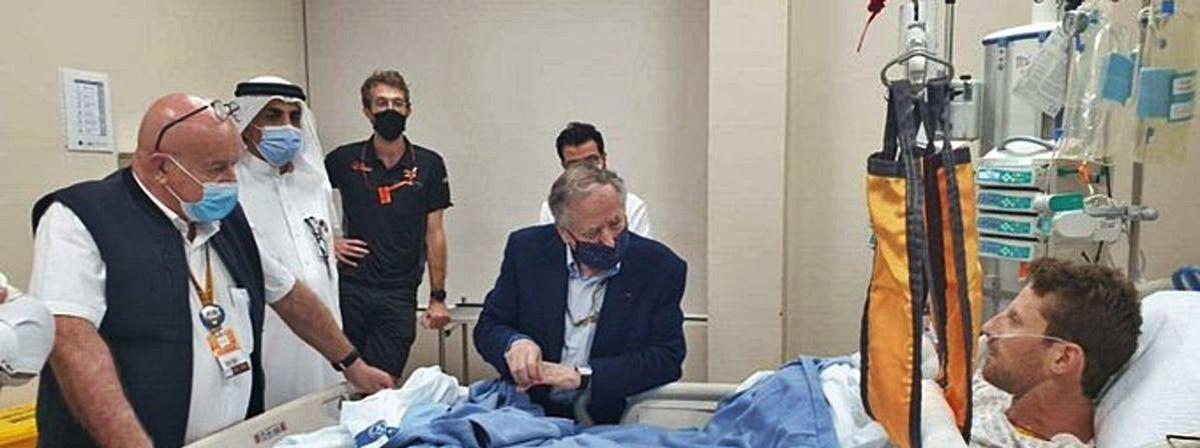 Grosjean y su primera foto en el hospital