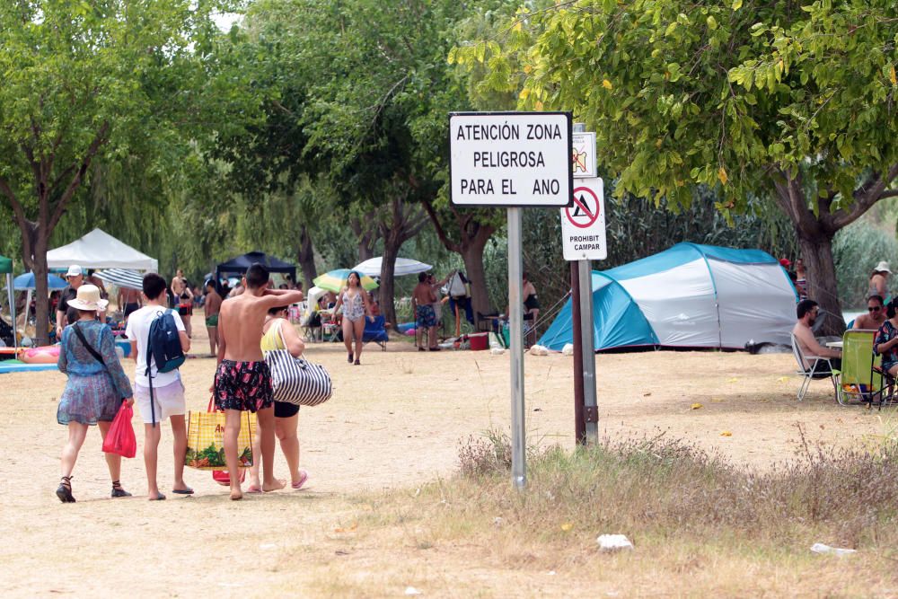 Los bañistas acuden al Assut d'Antella aunque el baño está prohibido