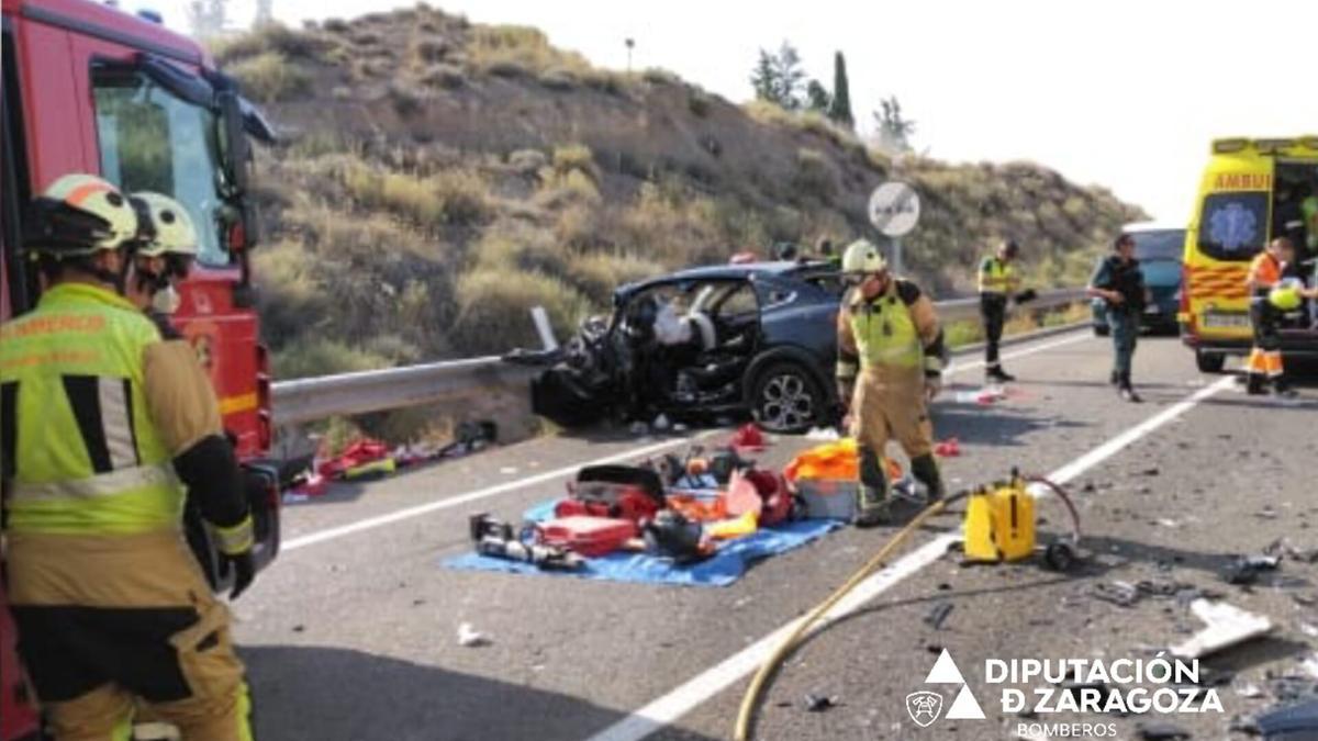 Imagen de un accidente de tráfico en la N-232.