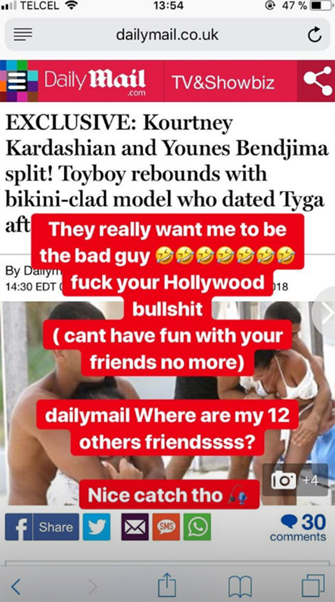 Younes Bendjima niega un nuevo romance tras su ruptura con Kourtney Kardashian