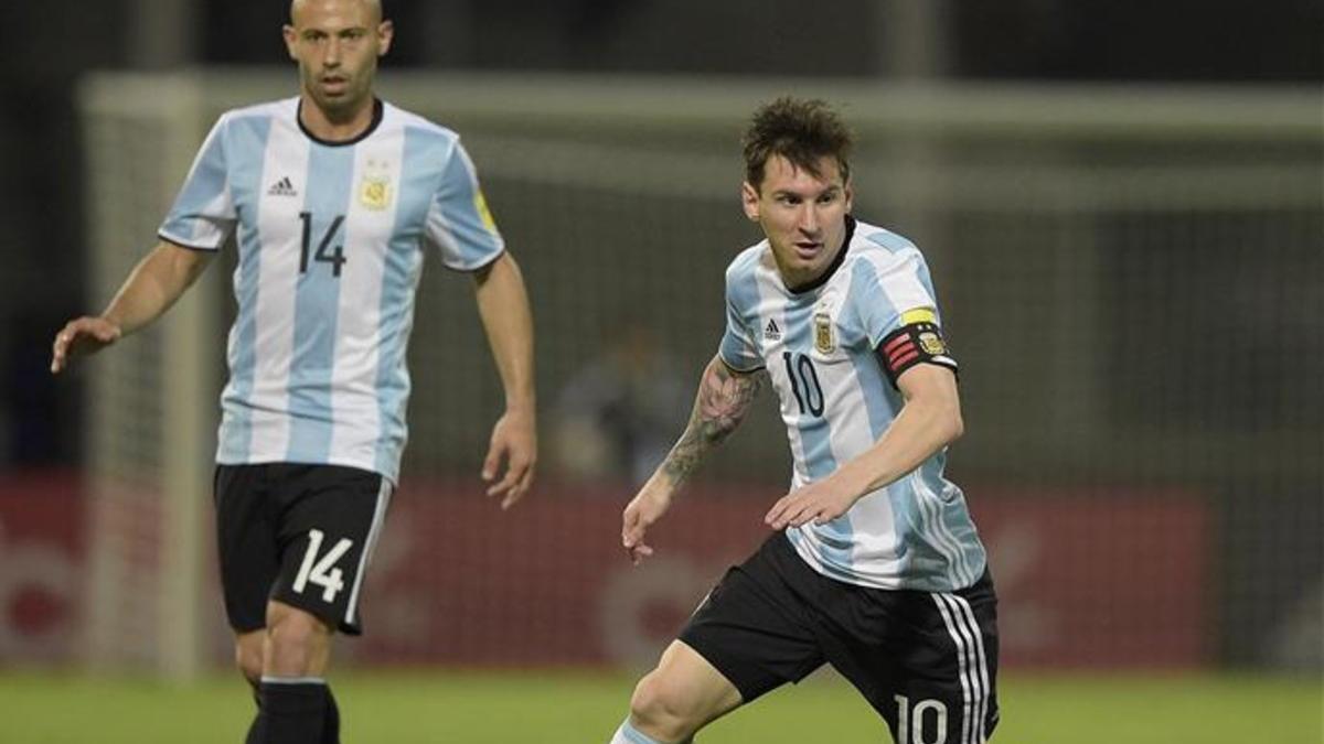 Messi y Mascherano, durante un partido con la selección argentina