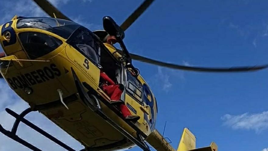 Evacúan en helicóptero a un leñador tras caerle un árbol encima en Salas