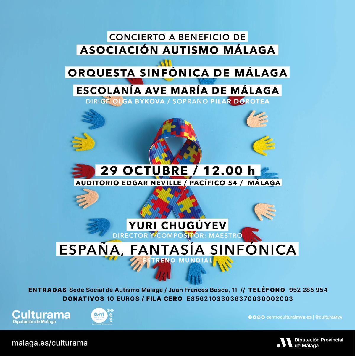 Cartel del concierto de la OFM y la escolanía Ave María de Málaga