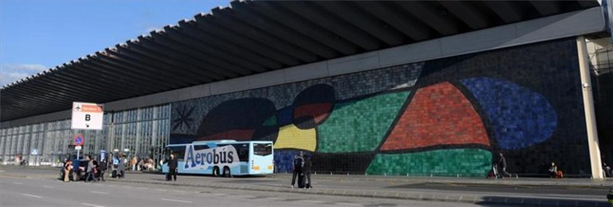 Mural de Joan Miró a l’aeroport de Barcelona.