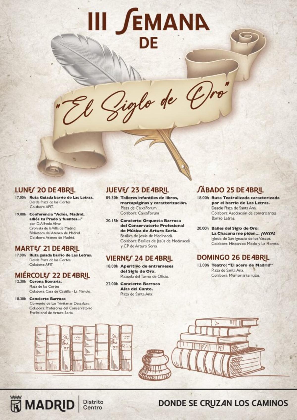 El evento reúne rutas guiadas, teatro, conferencias, conciertos, talleres infantiles y danza para acercar al público el esplendor cultural y literario de los siglos XVI y XVII