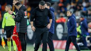 Gattuso durante el Valencia - Athletic de Copa del Rey