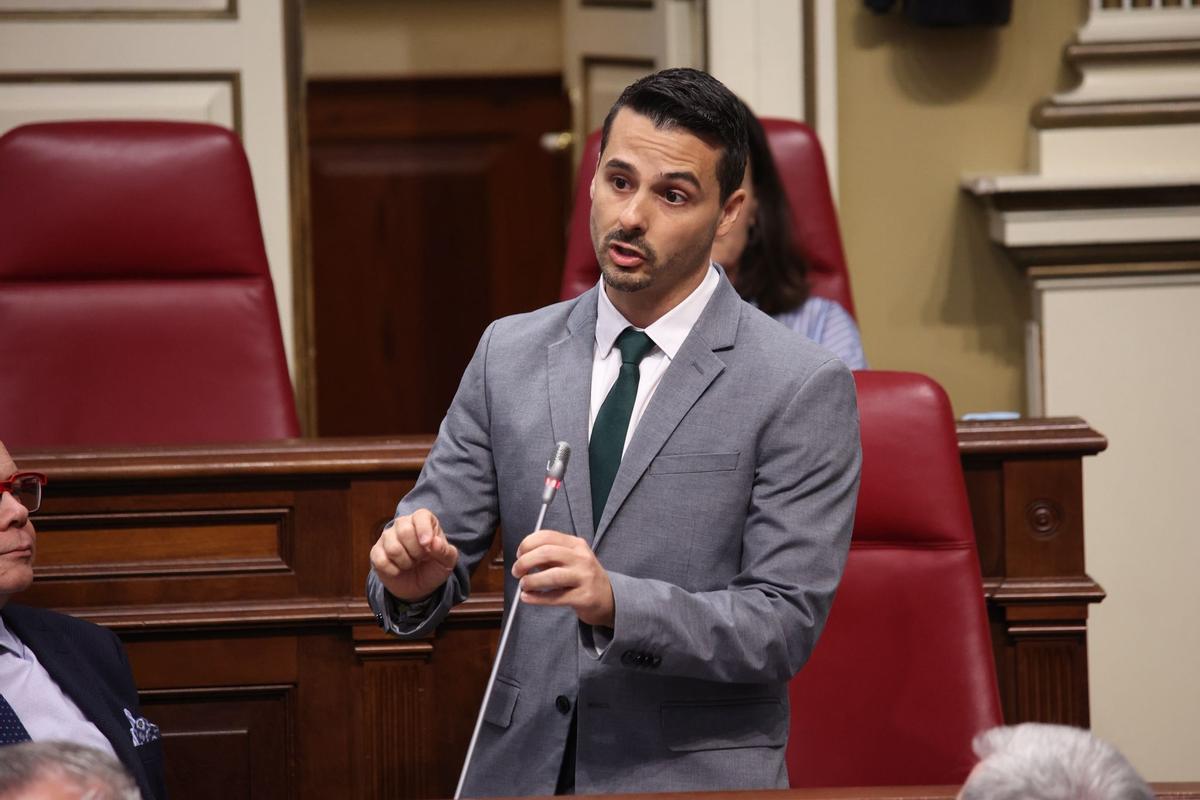 El presidente del grupo parlamentario de CC, David Toledo, durante su intervención.