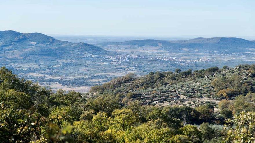 Sierra de Montánchez donde se proyectan las plantas eólicas y fotovoltaica, además de una pista de parapente.