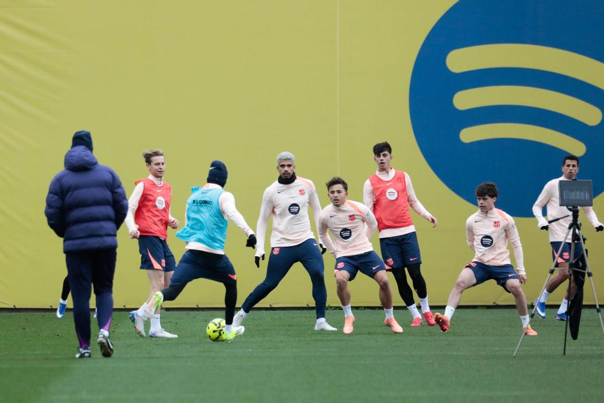 Imagen del entrenamiento de este sábado previo a la visita a la Real Sociedad.