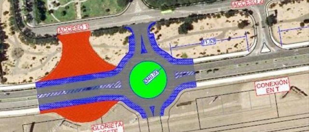 Plano con la nueva ubicación de la rotonda en la avenida de Elvas.