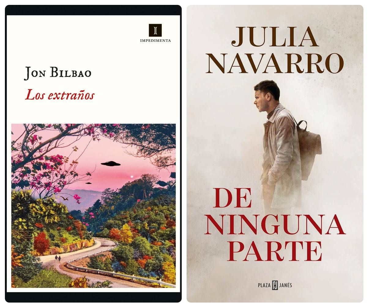 'Los extraños' (Jon Bilbao) y 'De ninguna parte' (Julia Navarro), dos de las novedades de la Feria del Libro de Madrid