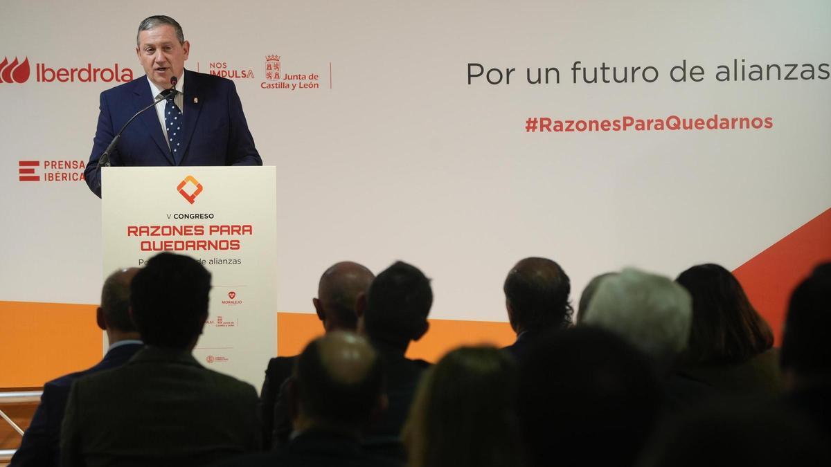 Javier Faúndez, presidente de la Diputación de Zamora, en el quinto congreso "Razones para quedarnos".