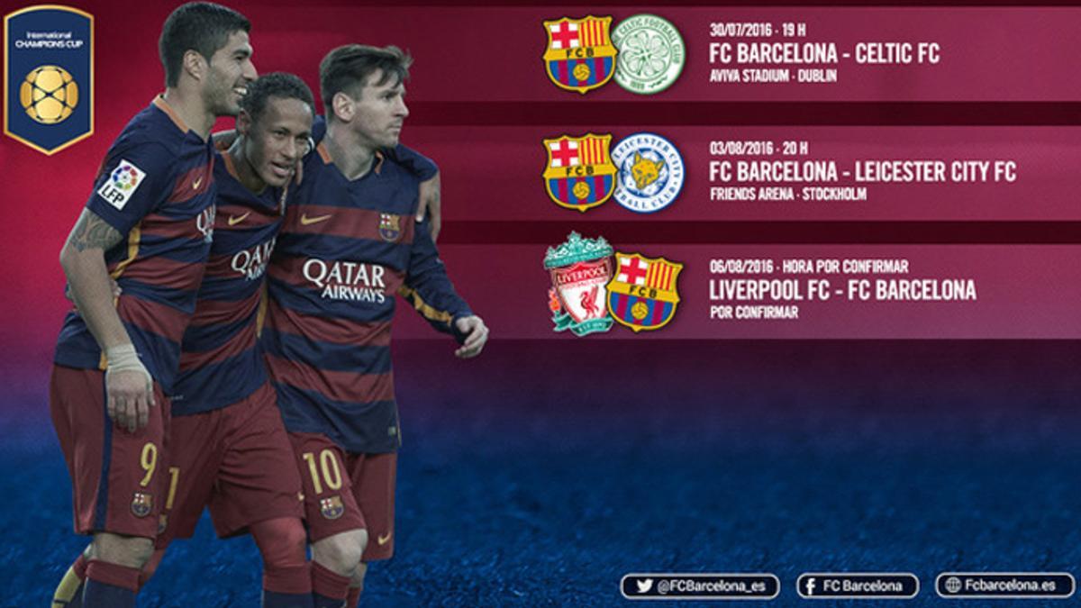 El calendario del FC Barcelona en la International Champions Cup 2016
