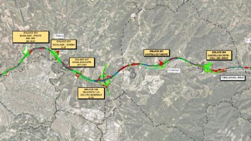 Mapa del tram d&#039;Igualada fins al Bruc