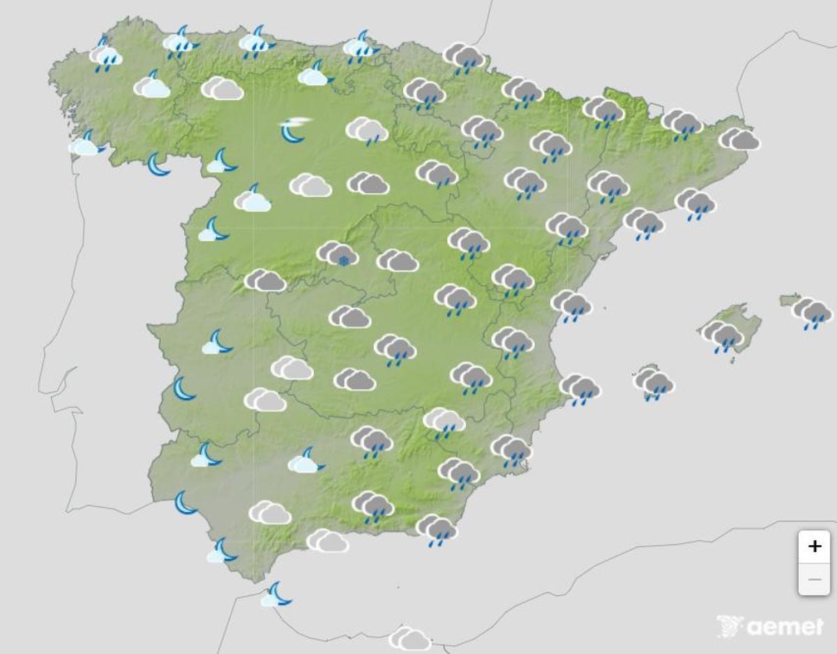 Previsión de Aemet para la mañana de este domingo.