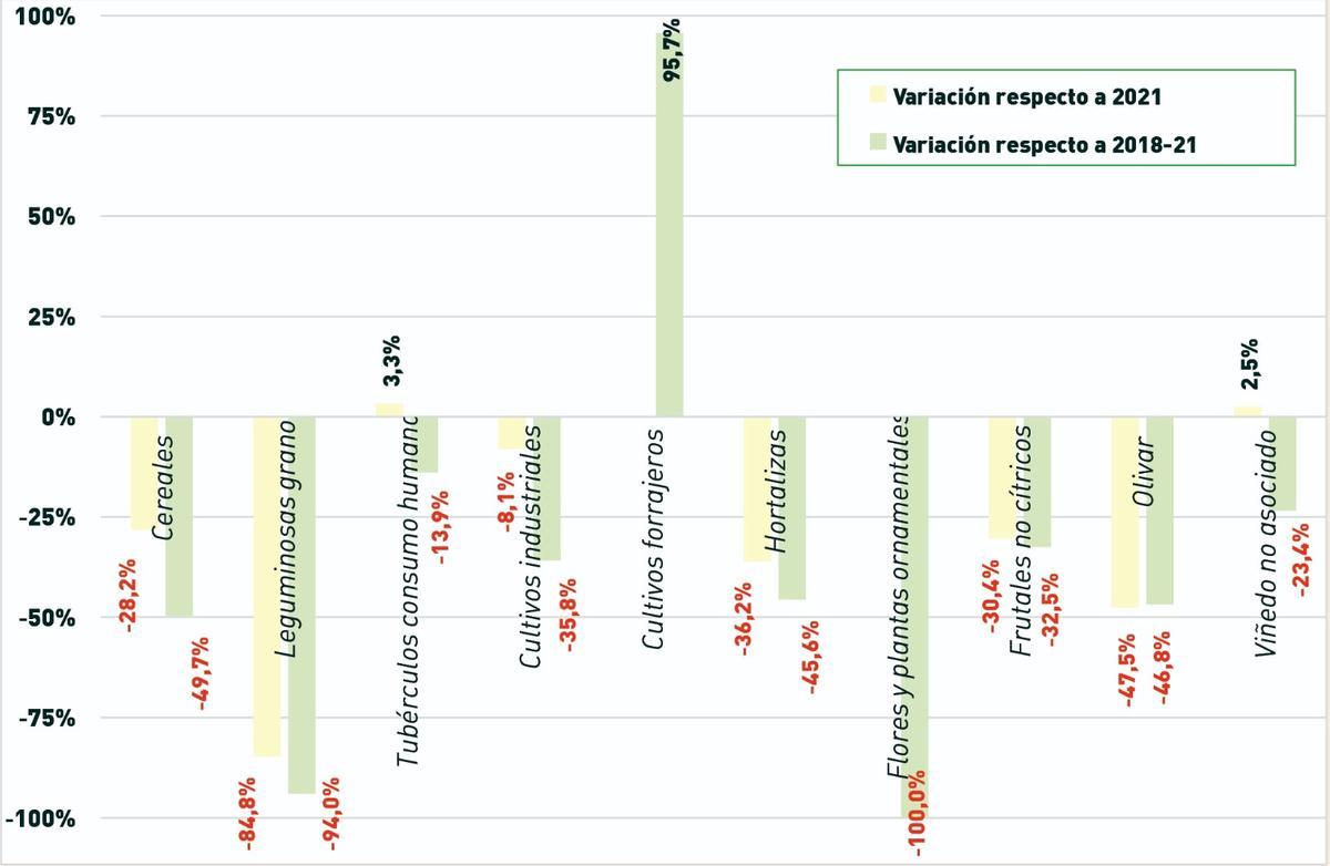 Gáfico 1. Variación de la producción en el municipio de Lucena. Año 2022.