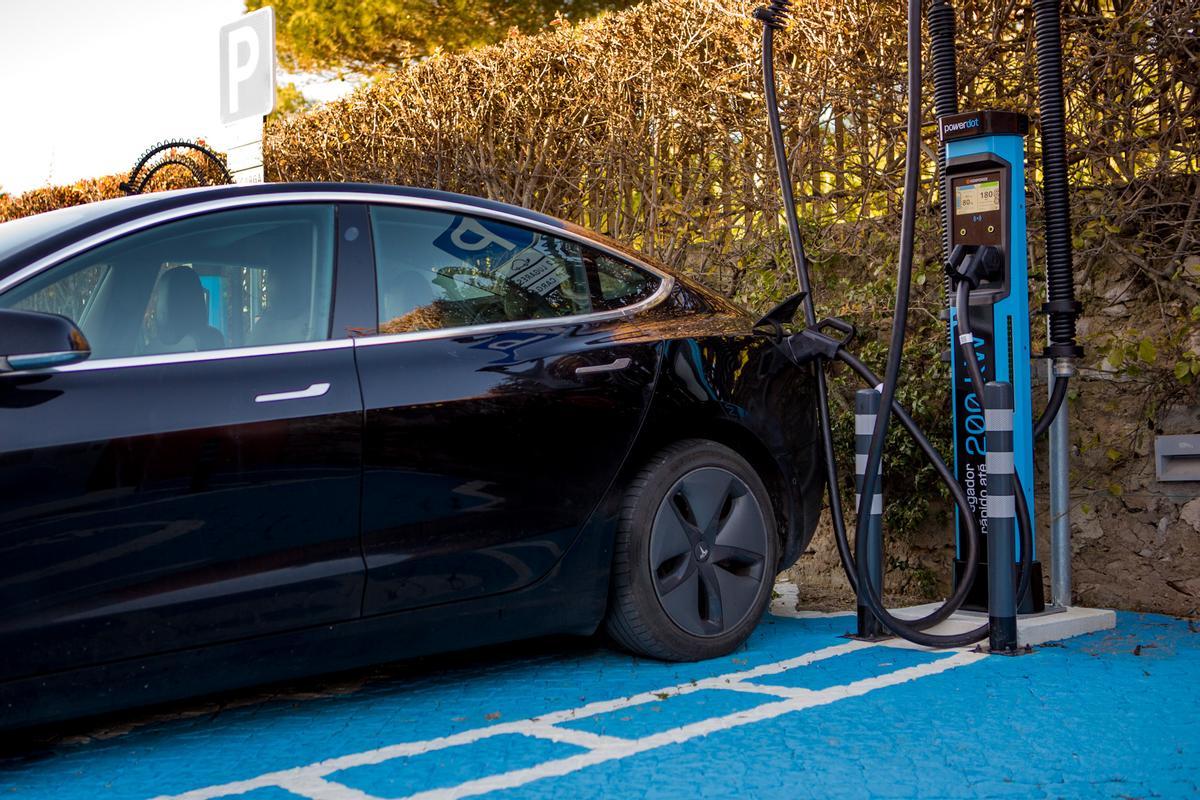 Electric car at a charging point