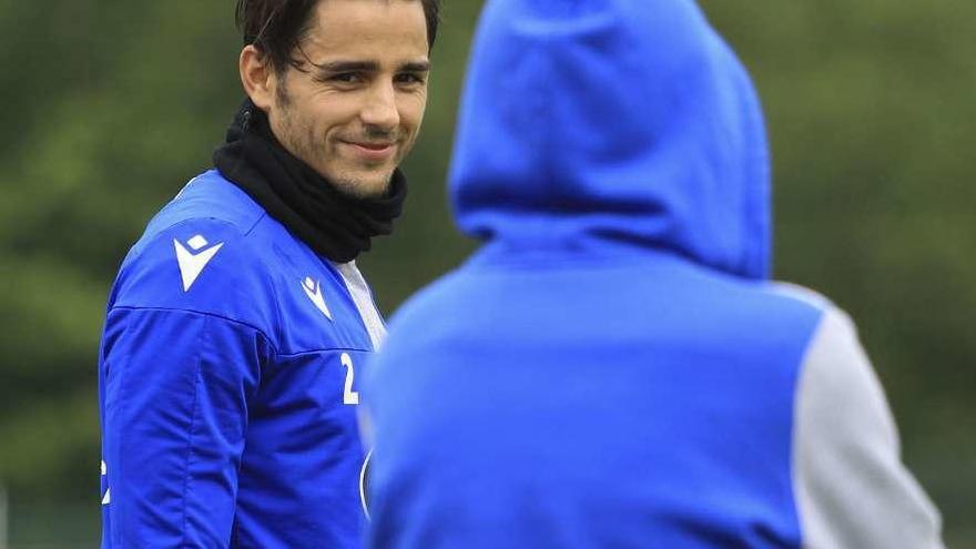 David Simón, en un entrenamiento la semana pasada en Abegondo.