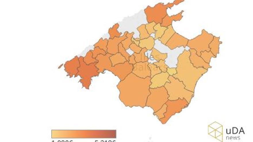 Die Karte zeigt die Hotspots des anhaltenden Immobilien-Booms auf Mallorca.